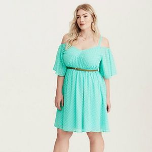 Torid Chiffon Cold Shoulder Skater Dress